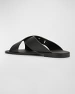 Image 3 of 6: Dolce&Gabbana Men's DG Crisscross Leather Slide Sandals
