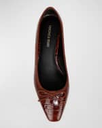 Image 5 of 5: Veronica Beard Cecile Croco Bow Low Pumps