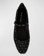 Image 5 of 5: Veronica Beard Ellie Crystal Mesh Mary Jane Ballerina Flats