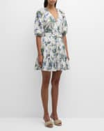 Image 2 of 6: Veronica Beard Dewey Floral Button-Front Mini Dress