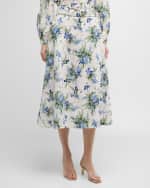 Image 2 of 6: Veronica Beard Arwen Floral Belted Midi Skirt