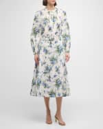 Image 5 of 6: Veronica Beard Arwen Floral Belted Midi Skirt