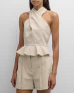 Image 3 of 7: Veronica Beard Drey Seersucker Halter Top