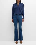 Image 2 of 6: Veronica Beard Khai Poplin V-Neck Top