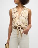 Image 2 of 6: L'Agence Amos Paisley Sleeveless Tie Blouse