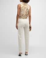 Image 3 of 6: L'Agence Amos Paisley Sleeveless Tie Blouse