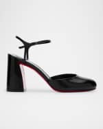 Image 1 of 3: Christian Louboutin Jane Patent Red Sole Ankle-Strap Pumps
