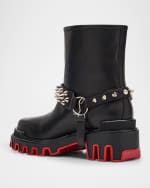 Image 2 of 5: Christian Louboutin Dune Spike Harness Red Sole Biker Booties