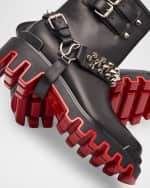 Image 5 of 5: Christian Louboutin Dune Spike Harness Red Sole Biker Booties