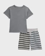 Image 2 of 3: Splendid Boy's Mixed Striped Shorts Set, Size 2-4