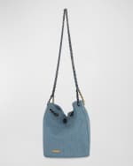 Image 2 of 3: Rebecca Minkoff Chain Drawstring Denim Bucket Bag