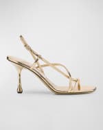 Image 1 of 6: Jimmy Choo Etana Metallic Strappy Slingback Sandals
