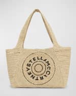 Image 1 of 6: Stella McCartney Mini Logo Eco Crochet Raffia Tote Bag
