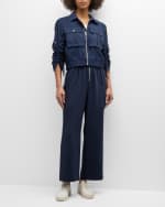 Image 5 of 6: Cinq a Sept Genevieve Nylon Cropped Zip-Front Jacket