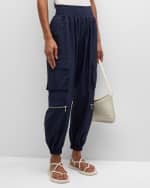 Image 2 of 6: Cinq a Sept Genevive Satin Cargo Jogger Pants