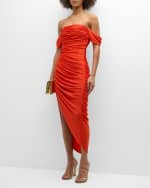 Image 2 of 6: Cinq a Sept Delaney Off-Shoulder Ruched Midi Dress