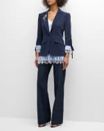 Image 5 of 6: Cinq a Sept Roxie Striped Combo Crepe Blazer