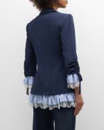 Image 3 of 6: Cinq a Sept Roxie Striped Combo Crepe Blazer