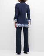 Image 4 of 6: Cinq a Sept Roxie Striped Combo Crepe Blazer