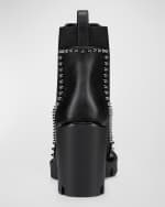 Image 2 of 3: Christian Louboutin Spikes Leather Red Sole Chelsea Booties