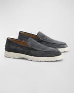 Image 2 of 4: Tod's Men's Suede Penny Loafers