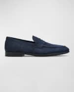 Image 1 of 3: Tod's Men's Mocassino Gomma Leggera Suede Penny Loafers