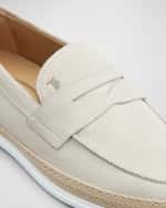 Image 3 of 4: Tod's Men's Mocassino Gomma Rafia TV Suede Loafers