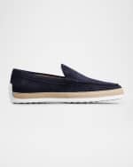 Image 1 of 4: Tod's Men's Pantofola Gomma Rafia TV Suede Loafers