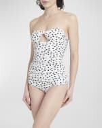 Image 5 of 5: Dolce&Gabbana Polka-Dot Tie Bandeau One-Piece Swimsuit