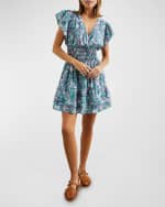 Image 1 of 4: Rails Kimora Floral Flutter-Sleeve Mini Dress