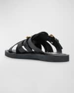 Image 3 of 6: Moschino Men's Strappy Leather Slide Sandals