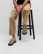 Image 2 of 6: Moschino Men's Double-Buckle Leather Sandals