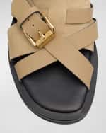 Image 4 of 6: Moschino Men's Double-Buckle Leather Sandals