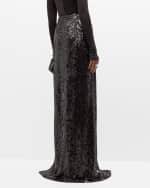 Image 4 of 6: LAPOINTE High-Waist Sequined Thigh-Slit Maxi Skirt