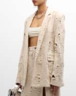 Image 3 of 7: LAPOINTE Distressed Denim Single-Breasted Relaxed Contour Blazer