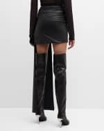 Image 4 of 5: LAPOINTE Stretch Faux Leather Drape Mini Skirt
