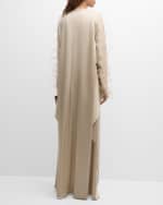 Image 4 of 7: LAPOINTE Feather-Embellished Doubleface Satin Long-Sleeve Caftan