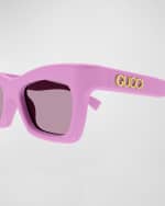 Image 3 of 3: Gucci Logo Acetate Cat-Eye Sunglasses