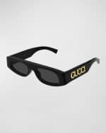 Image 3 of 3: Gucci Logo Acetate Rectangle Sunglasses