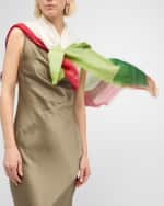 Image 2 of 3: Franco Ferrari Multicolor Bordered Cashmere Scarf