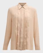 Image 1 of 6: Versace Ruffle Crepe De Chine Informal Shirt