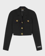 Image 1 of 4: Versace Single-Breasted Stretch Crepe Crop Informal Jacket
