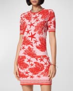 Image 2 of 3: Versace Tresor De La Mer Towel Stitch Jacquard Short-Sleeve Mini Dress