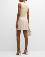 Image 3 of 6: Versace Pleated Knit Varsity Mini Skirt