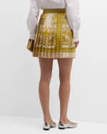 Image 4 of 6: Versace Baroque Coupe De Deaux Pleated Silk Twill Mini Skirt