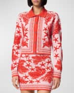 Image 2 of 4: Versace Tresor De La Mer Towel Stitch Jacquard Collared Cardigan