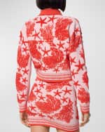 Image 3 of 4: Versace Tresor De La Mer Towel Stitch Jacquard Collared Cardigan