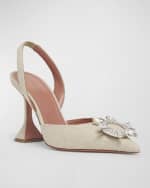 Image 5 of 6: Amina Muaddi Begum Canvas Ornament Slingback Pumps