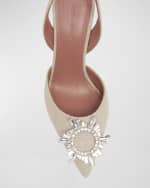 Image 4 of 6: Amina Muaddi Begum Canvas Ornament Slingback Pumps