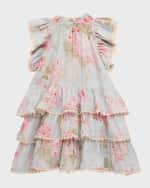Image 2 of 3: Zimmermann Girl's Halliday Floral-Print Tiered Dress, Size 2-12